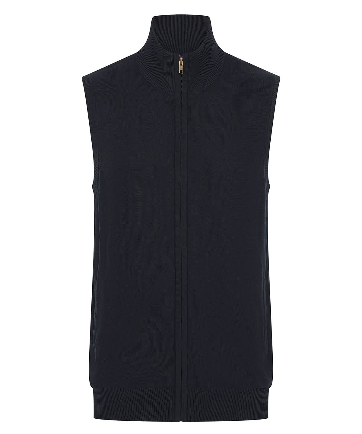 Henbury Sleeveless Zip Through Jumper HB711 - Navy - Customisable Bodywarmers