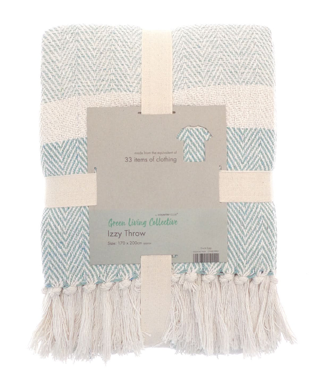 Home &amp; Living Izzy recycled throw HL208 - Duck Egg One size - Customisable Blanket