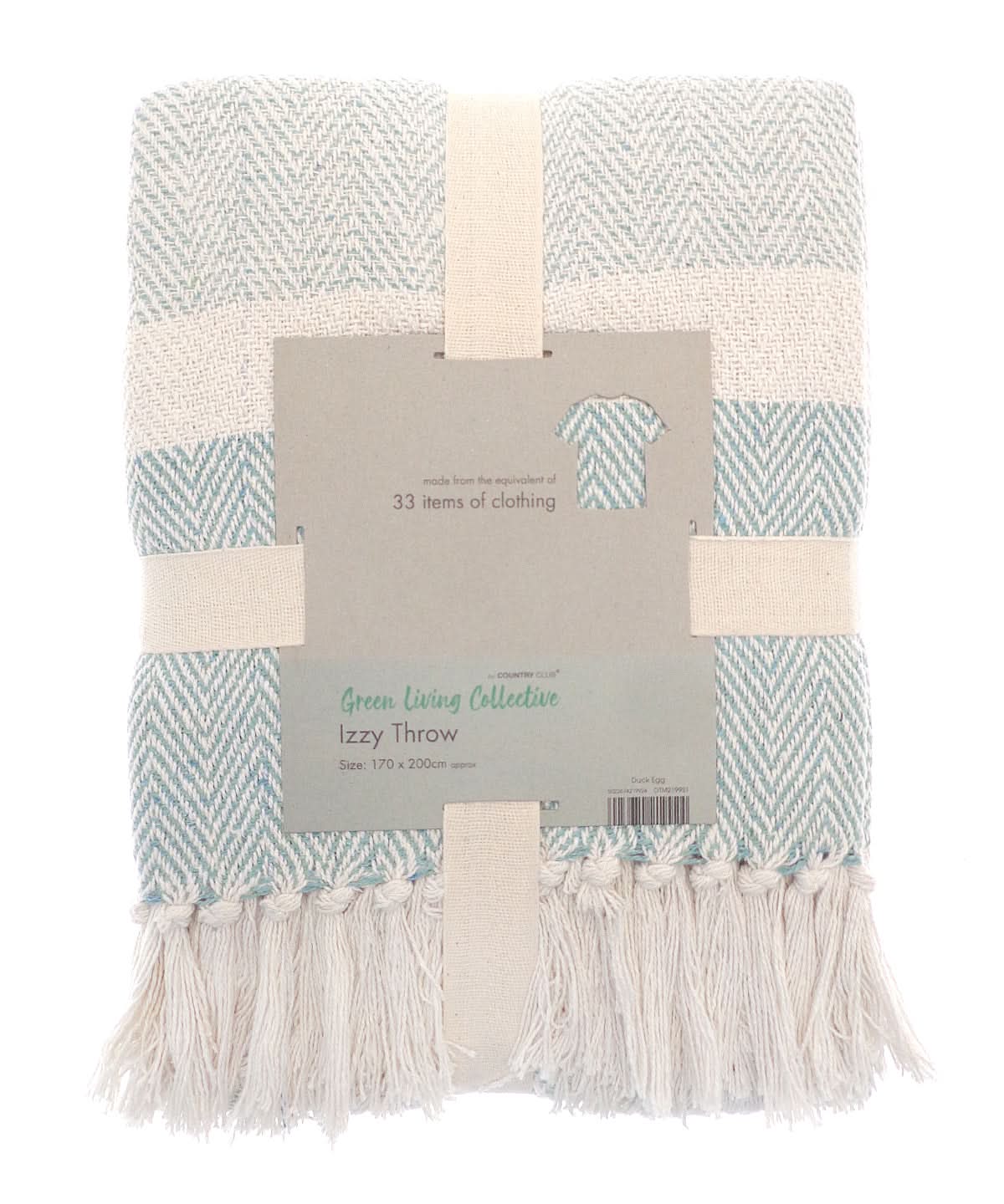 Home &amp; Living Izzy recycled throw HL208 - Duck Egg One size - Customisable Blanket