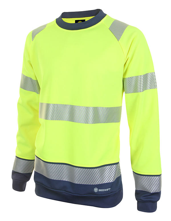 Deltic Beeswift Deltic Hi Vis Two Tone Sweatshirt Hvtt020 - Saturn Yellow Navy - Customisable Sweatshirts