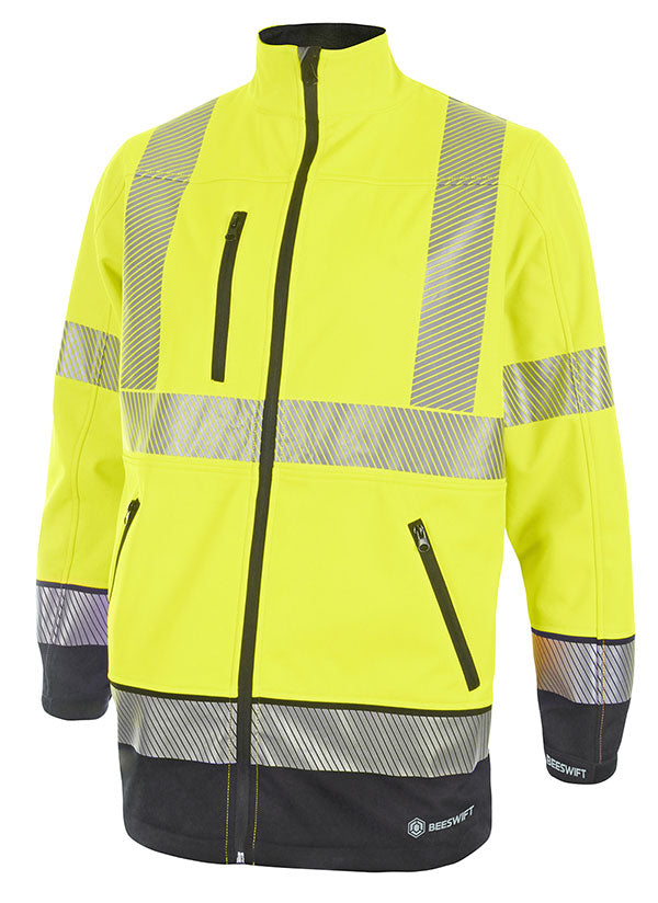 Deltic Beeswift Deltic Hi Vis Two Tone Soft Shell Jacket Hvtt040 - Saturn Yellow Navy - Customisable Jacket
