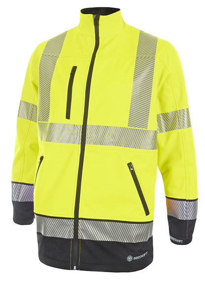 Deltic Beeswift Deltic Hi Vis Two Tone Soft Shell Jacket Hvtt040 - Saturn Yellow Navy - Customisable Jacket