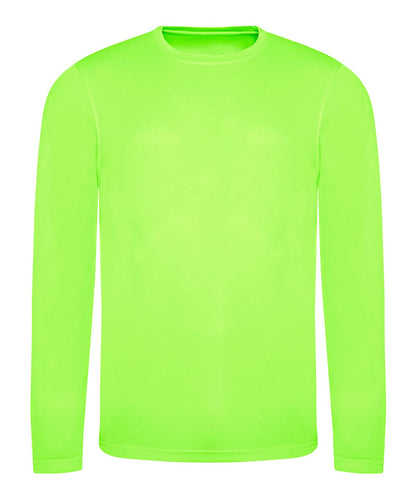 AWDis Just Cool Long sleeve cool T JC002 - Electric Green - Customisable T-Shirt