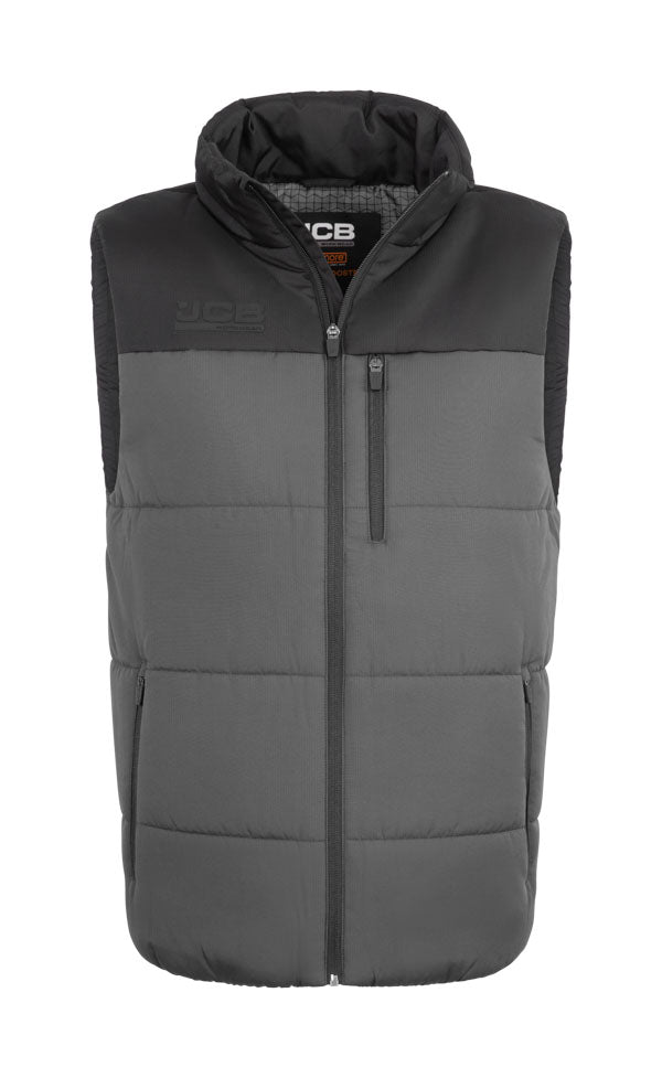 Jcb Workwear Unisex Padded Gilet Jcb007 - Grey Black - Customisable Bodywarmers