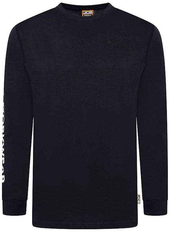 Jcb Workwear Banner Long Sleeve T Shirt Jcbbt - Navy Blue - Customisable T-Shirt