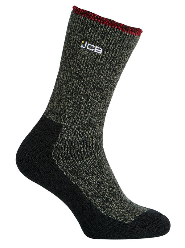 Jcb Workwear Thermasocks With Extended Achilles Jcbx000182 - Khaki Black UK size 9-12 - Customisable Socks