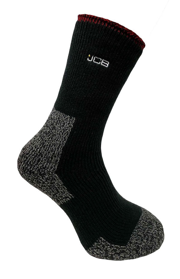 Jcb Workwear Thermasocks With Extended Achilles Jcbx000183 - Black Grey 6-8.5 - Customisable Socks