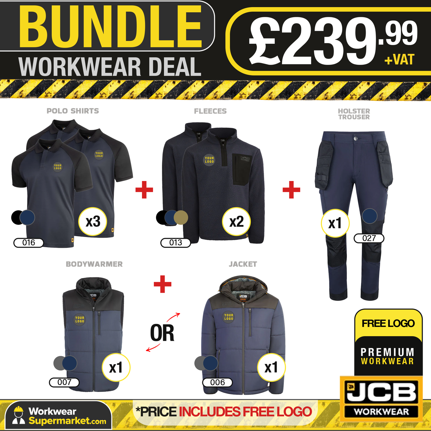 JCB Workwear Bundle - Free Logos - - Customisable Bundle