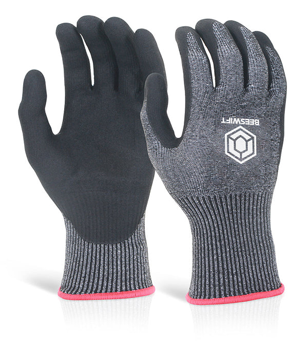 Beeswift Micro Foam Nitrile Cut Level Gloves Ks5 - Black - Customisable Cut Resistant