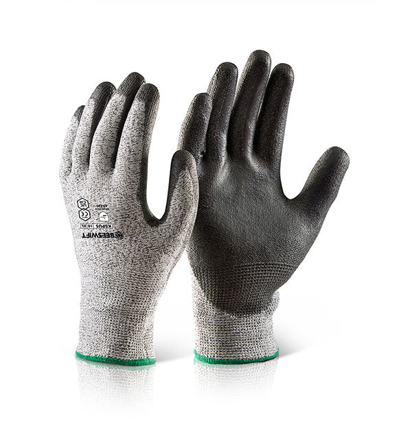 Beeswift Pu Coated Cut Level Gloves Kspu5 - Black - Customisable Cut Resistant