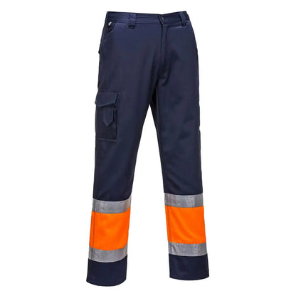 Hi Vis Lightweight Contrast Class 1 Service Trousers L049 - Orange Navy - Customisable Service Trousers