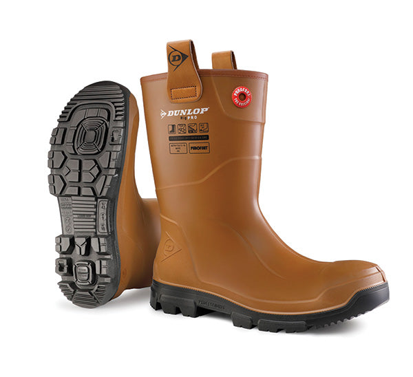 Dunlop Purofort Rigpro Full Safety Boot Unlined Lj2 Hr42 - Tan - Customisable Rigger Boots