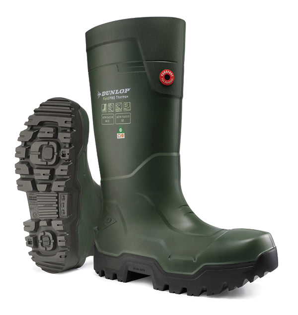 Dunlop Dunlop Purofort Fieldpro Thermo Full Safety Wellington Lp8 K - Green - Customisable Wellingtons