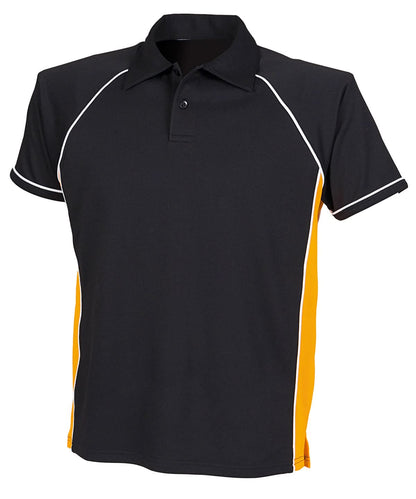 Finden &amp; Hales Finden Hales Piped performance polo LV370 - Black Amber White - Customisable Polos
