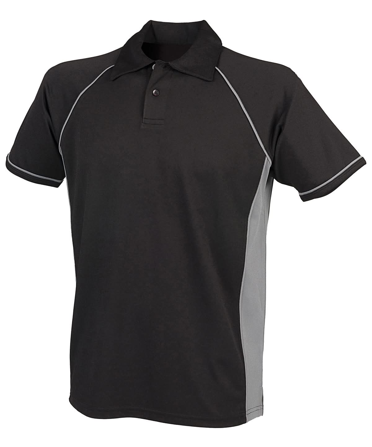 Finden &amp; Hales Finden Hales Piped performance polo LV370 - Black Gunmetal Grey - Customisable Polos