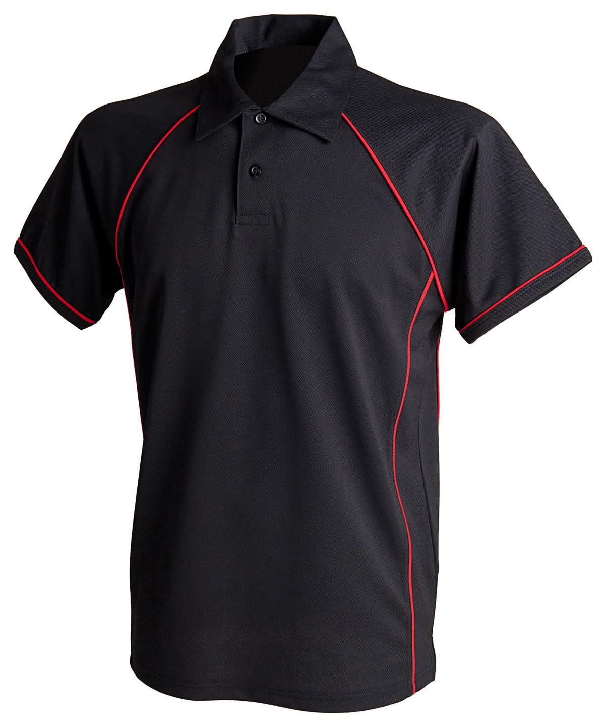 Finden &amp; Hales Finden Hales Piped performance polo LV370 - Black Red - Customisable Polos
