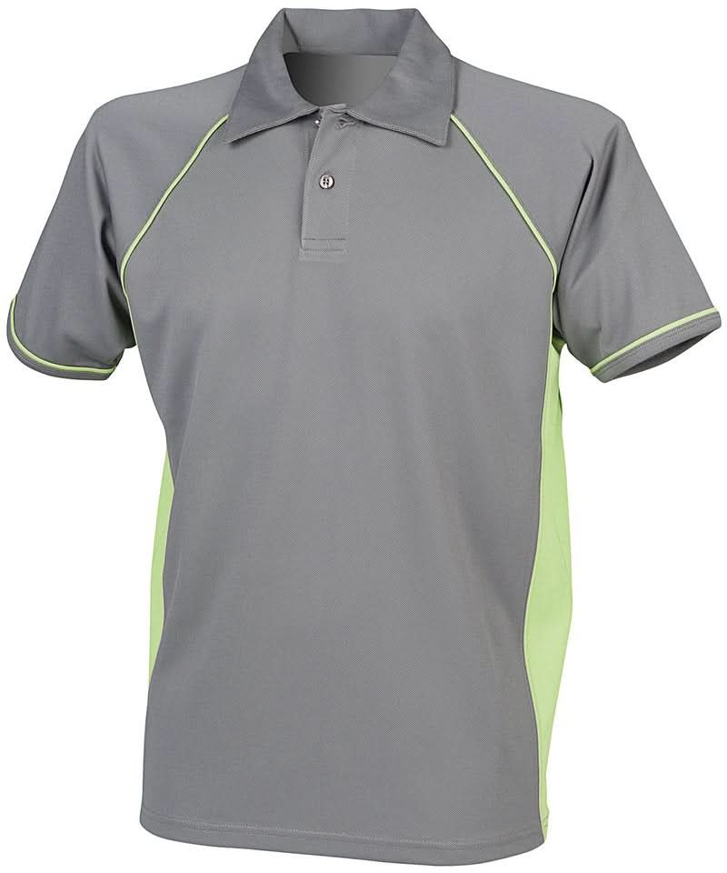 Finden &amp; Hales Finden Hales Piped performance polo LV370 - Gunmetal Grey Lime - Customisable Polos