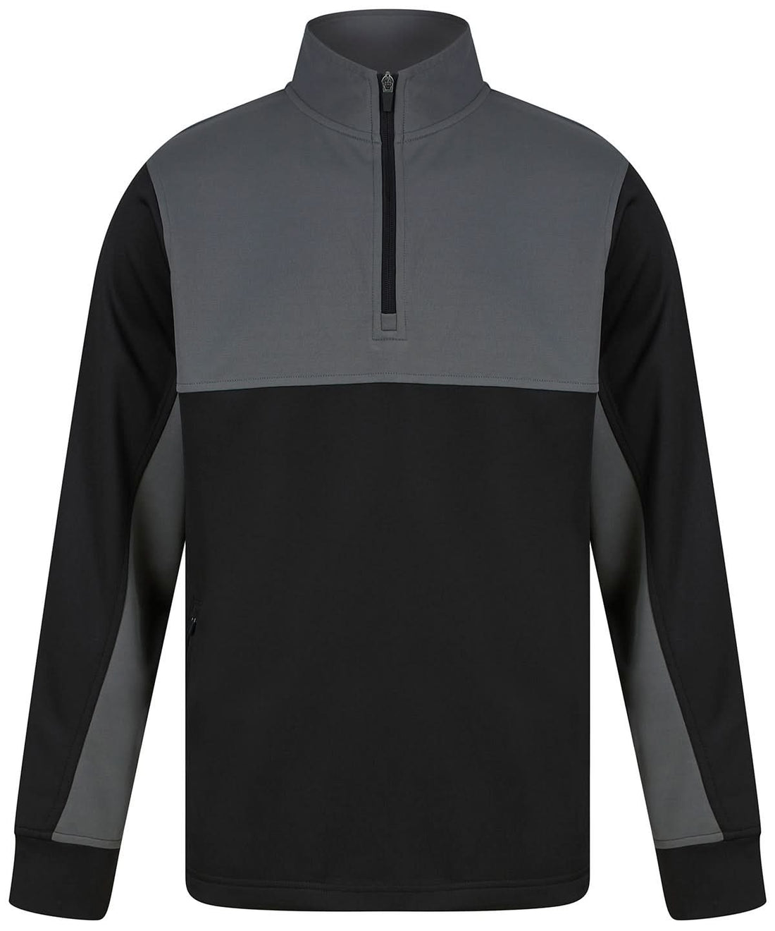 Finden &amp; Hales Adults o Zip Tracksuit Top LV874 - Black Gunmetal Grey - Customisable Trackwear