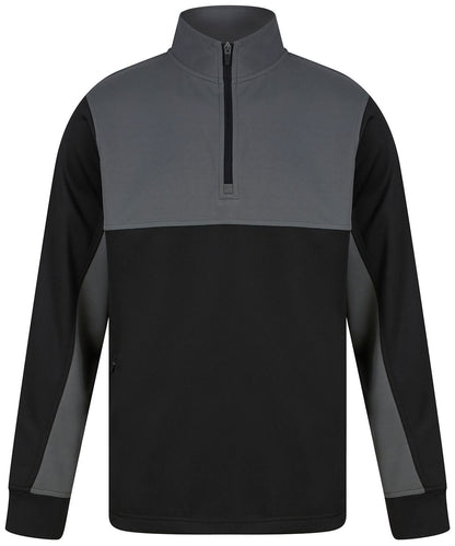 Finden &amp; Hales Adults o Zip Tracksuit Top LV874 - Black Gunmetal Grey - Customisable Trackwear