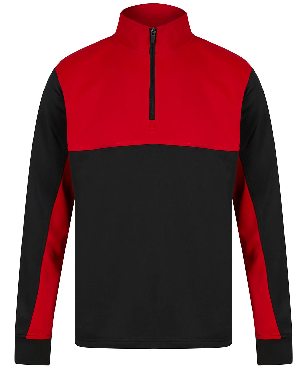 Finden &amp; Hales Adults o Zip Tracksuit Top LV874 - Black Red - Customisable Trackwear
