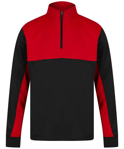 Finden &amp; Hales Adults o Zip Tracksuit Top LV874 - Black Red - Customisable Trackwear
