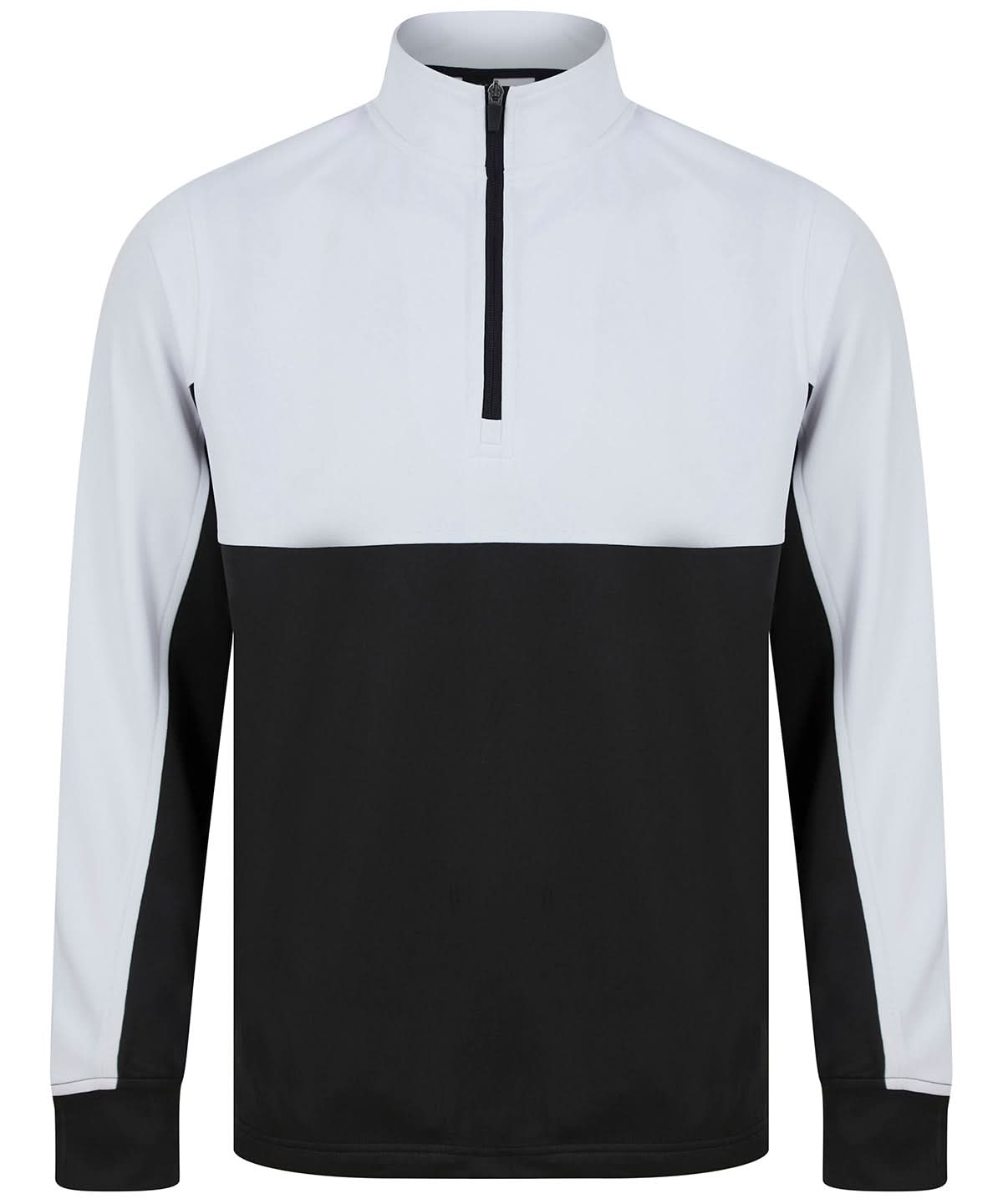 Finden &amp; Hales Adults o Zip Tracksuit Top LV874 - Black White - Customisable Trackwear