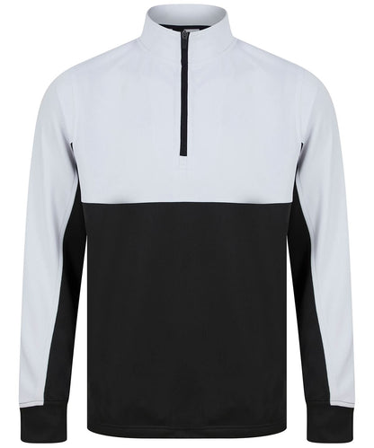 Finden &amp; Hales Adults o Zip Tracksuit Top LV874 - Black White - Customisable Trackwear
