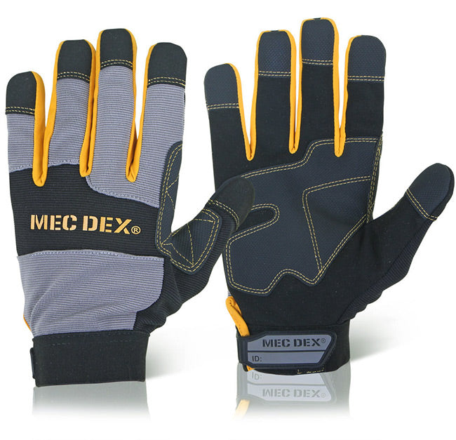 Mecdex Work Passion Impact Mechanics Gloves Mecdy 713 - Black Grey - Customisable Mechanics