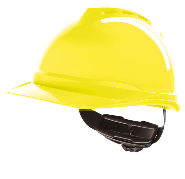 MSA V-Gard 500 Vented Safety Helmet - Hi Vis Yellow - Customisable Head Protection