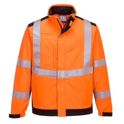 Modaflame Softshell Hi Vis Multi Norm Fr Jacket Mv72 - Orange Navy - Customisable Softshell Jackets