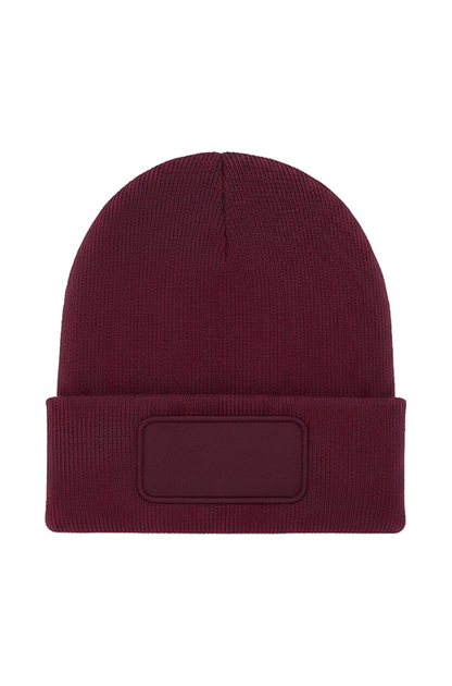 Rectangular Patch Beanie - UC411 - Maroon One - Customisable HEADWEAR