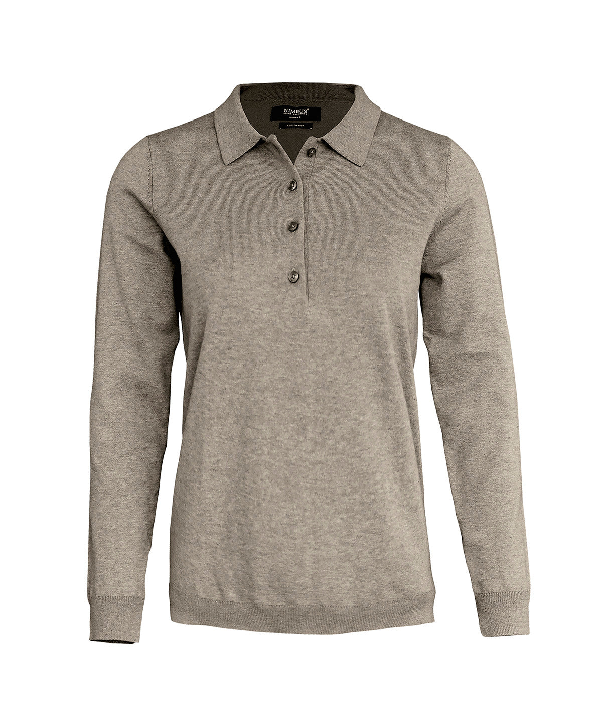 Women’s Brighton long sleeve polo – elegant knitted polo - N145F - Sand Melange - Customisable Polos