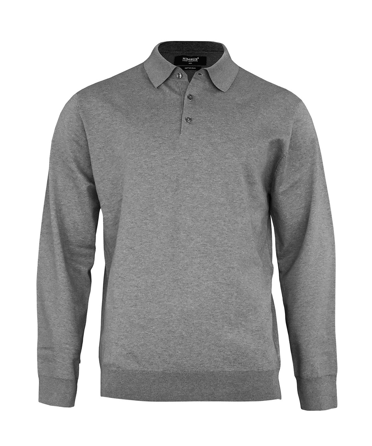 Brighton long sleeve polo – elegant knitted polo - N145M - Grey Melange - Customisable Polos