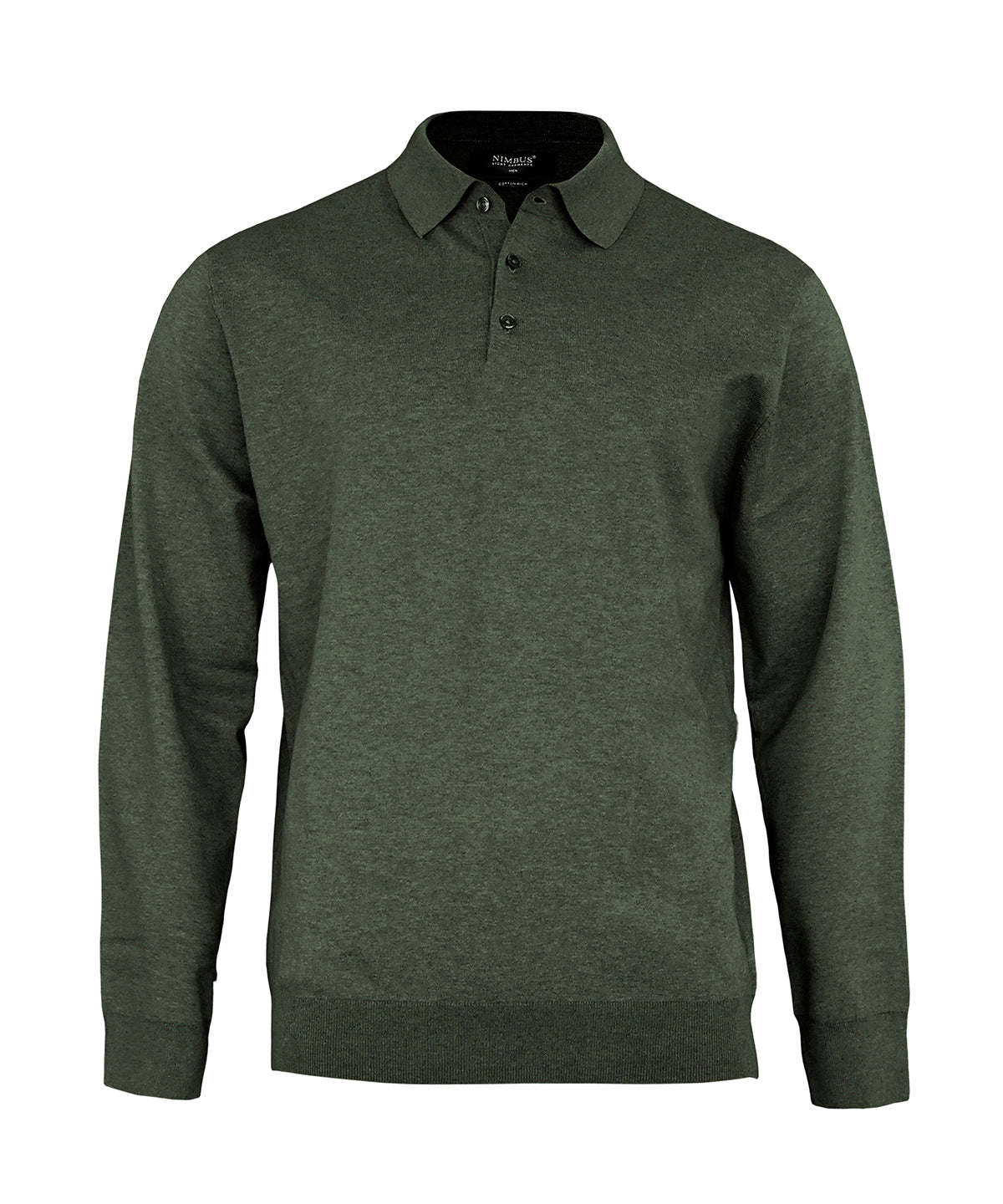 Brighton long sleeve polo – elegant knitted polo - N145M - Olive Melange - Customisable Polos
