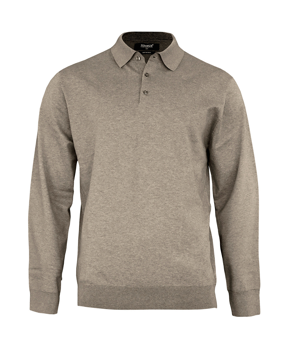 Brighton long sleeve polo – elegant knitted polo - N145M - Sand Melange - Customisable Polos