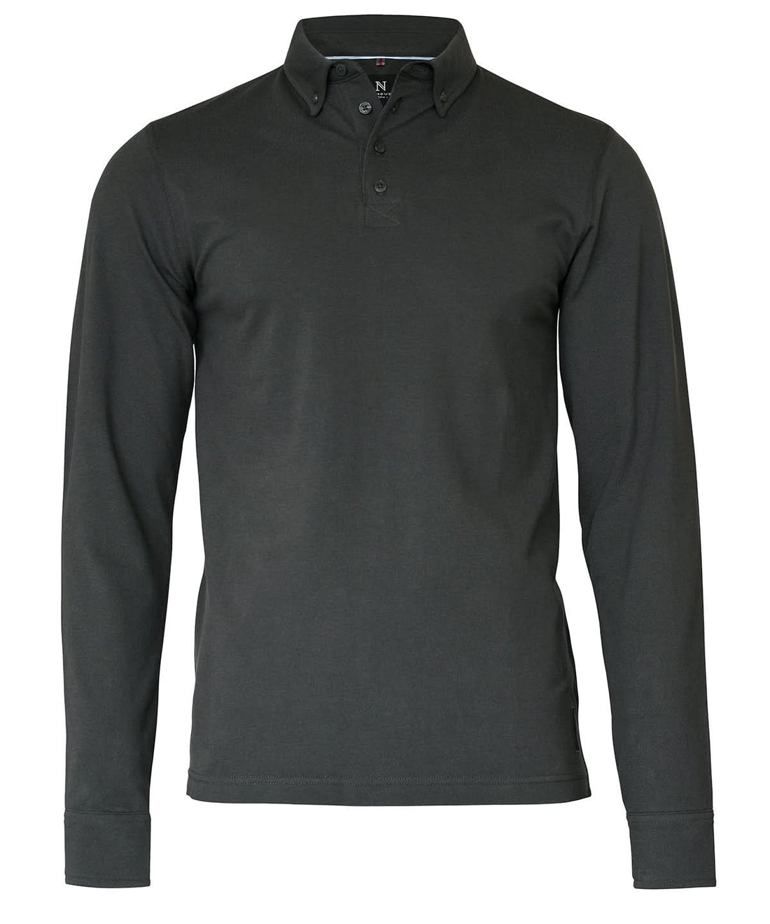 Carlington deluxe long sleeve polo - NB71M - Charcoal - Customisable Polo Shirts