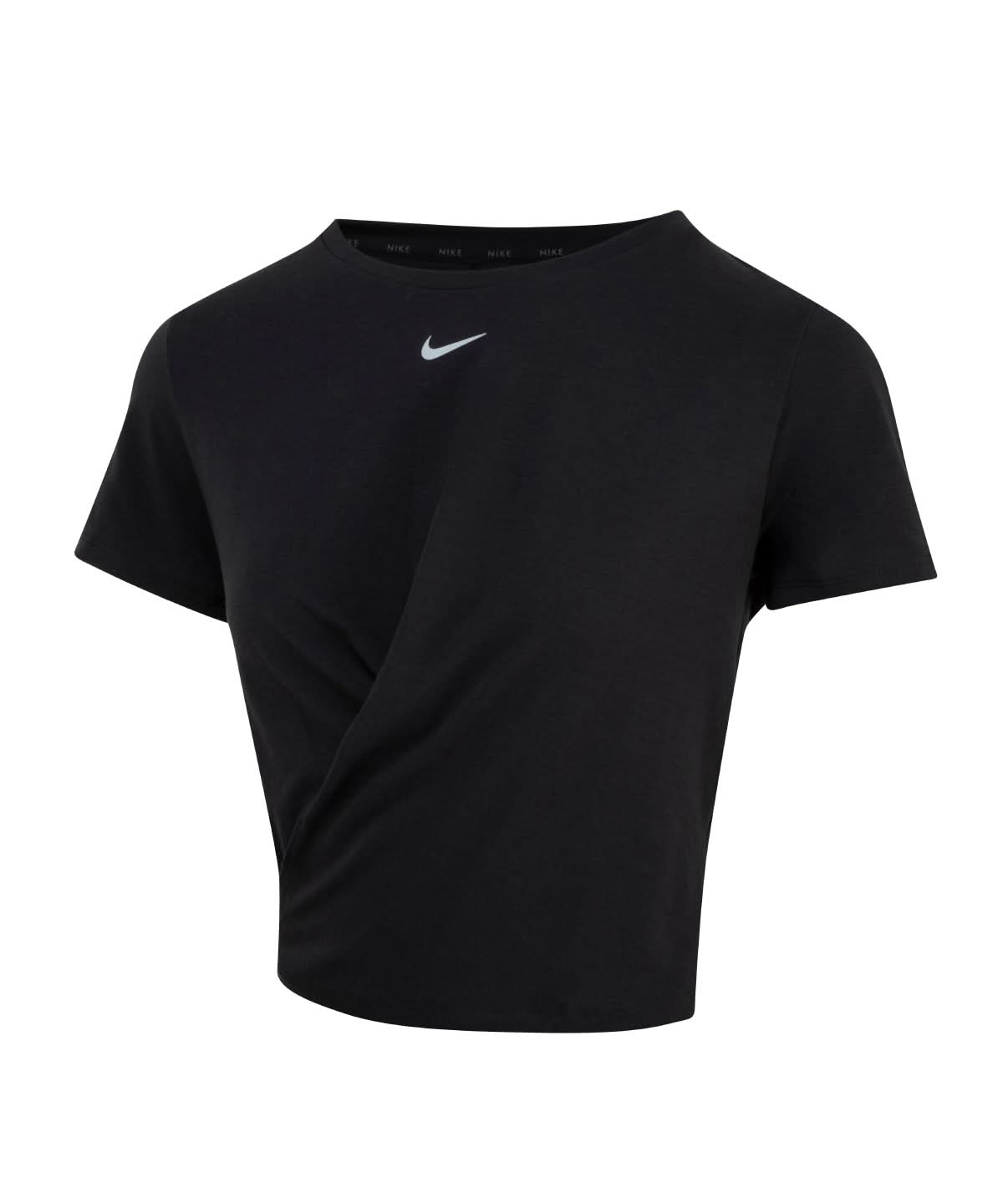 Nike Womens One Luxe Dri FIT short sleeve standard twist top NK374 - Black Reflective Silver XXS - Customisable T-Shirt