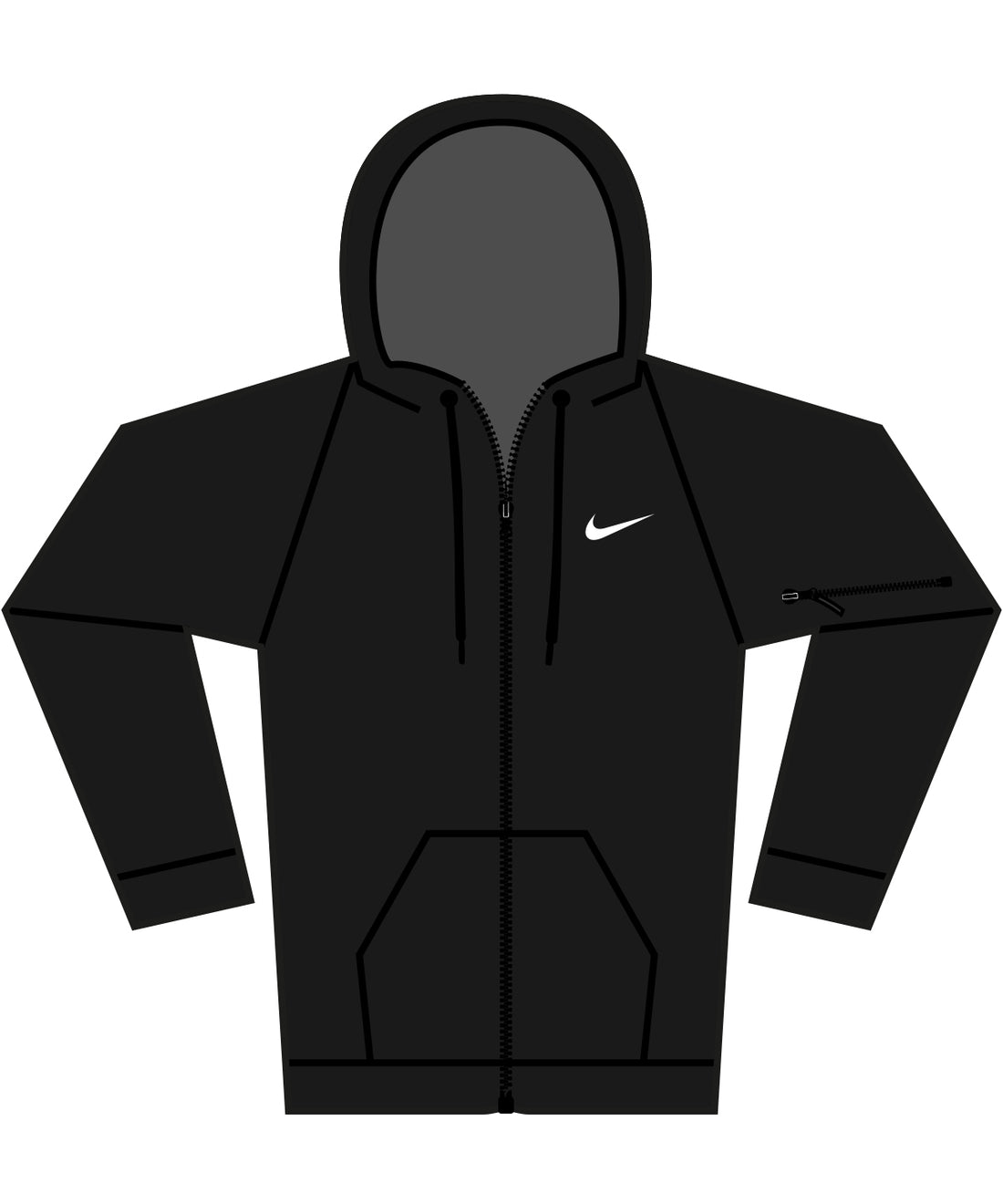 Nike men’s full-zip fitness hoodie - NK389 - Black Black White - Customisable Hoodies