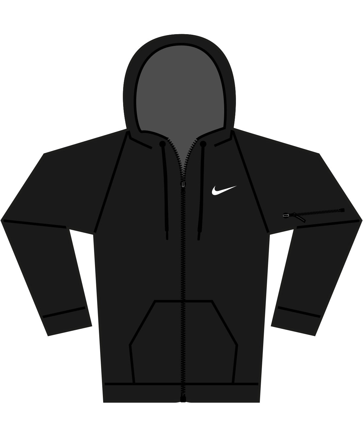 Nike men’s full-zip fitness hoodie - NK389 - Black Black White - Customisable Hoodies
