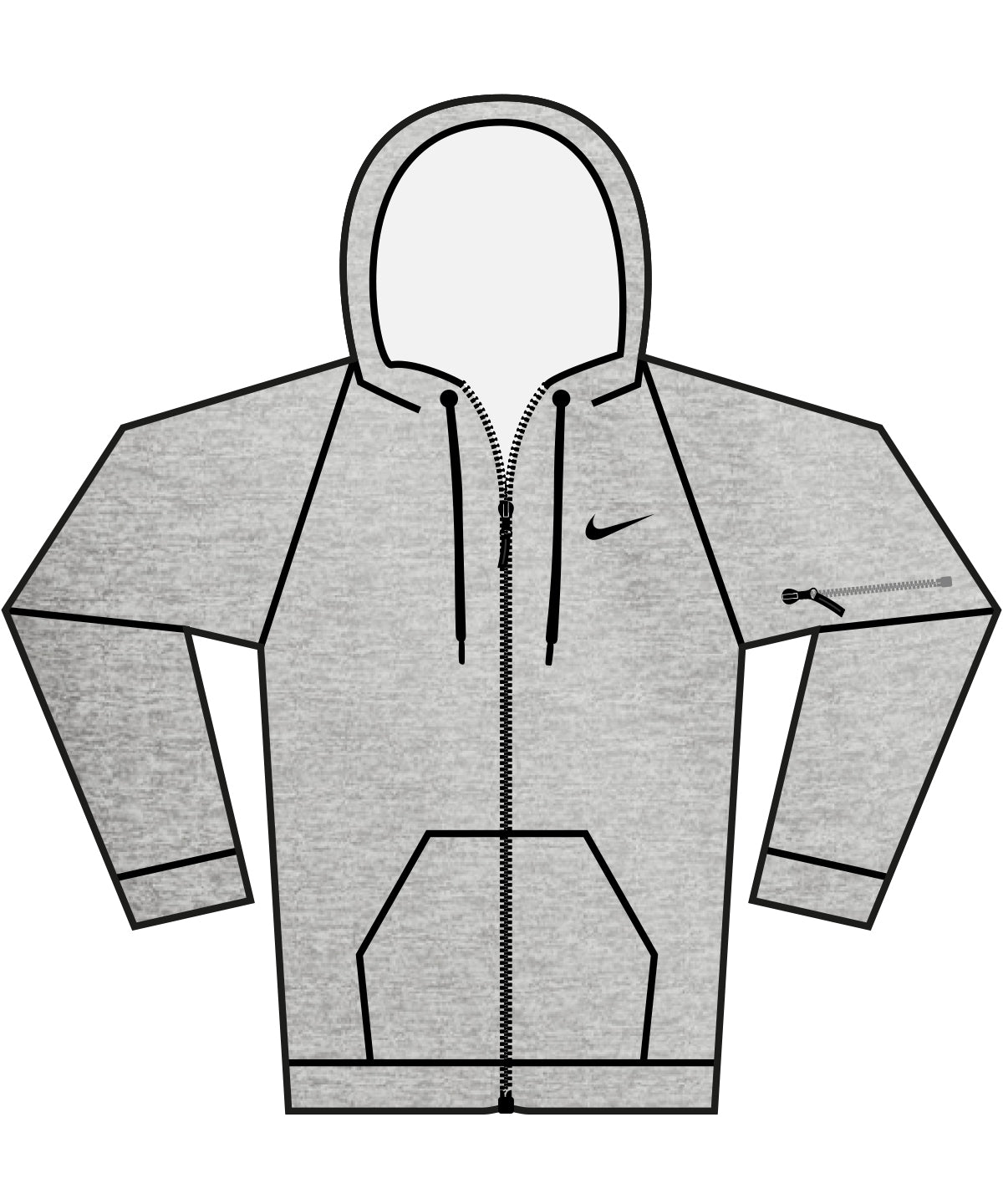 Nike men’s full-zip fitness hoodie - NK389 - Dark Grey Heather Particle Grey Black - Customisable Hoodies