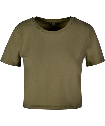 New Morning Studios Womens cropped tee NM006 - Olive - Customisable T-Shirt
