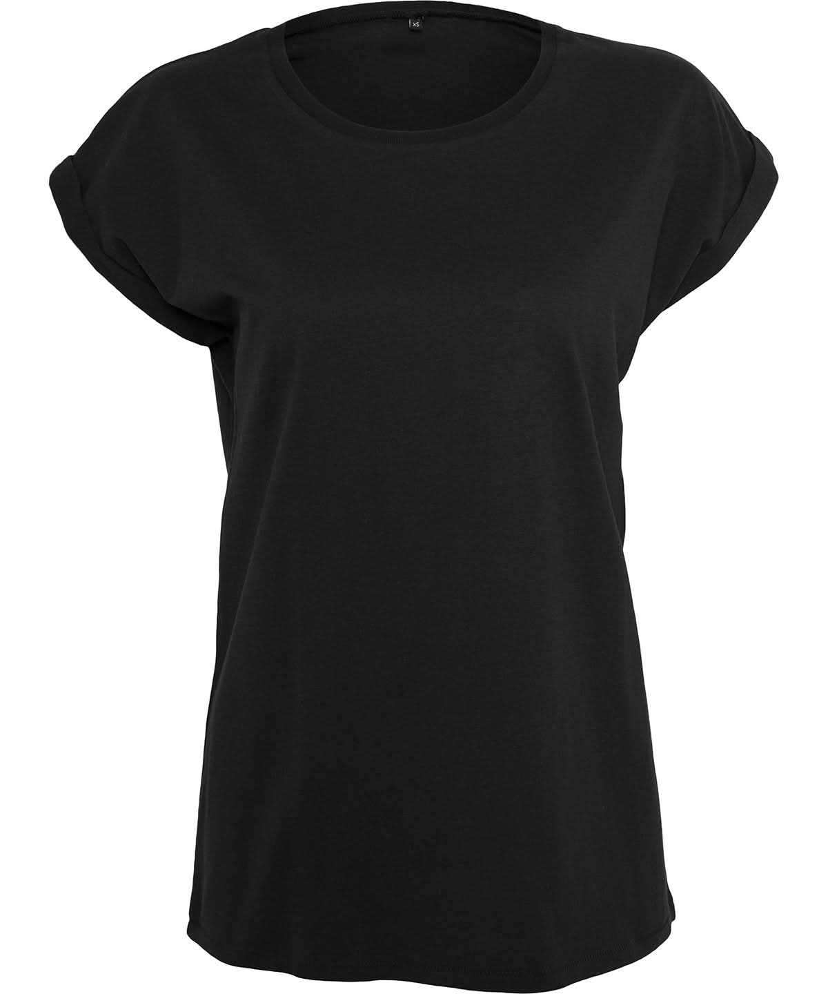 New Morning Studios Womens regular extended shoulder tee Black NM007 - Black - Customisable T-Shirt