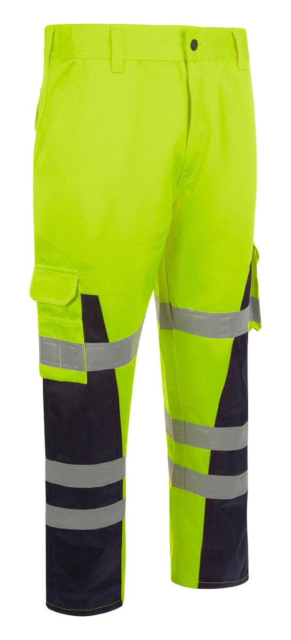 BEESWIFT CLICK WORKWEAR MENS NYLON REINFORCED TROUSERS - Saturn Yellow Navy - Customisable Trousers