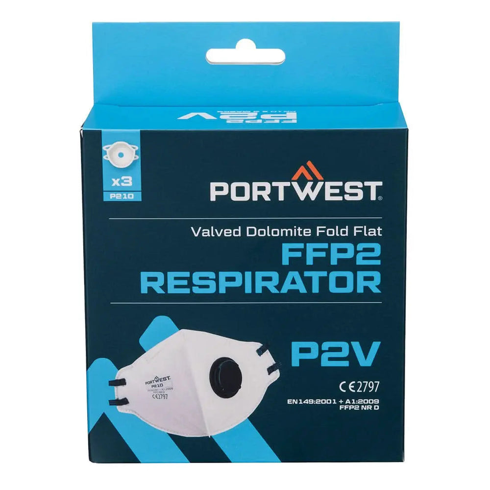 Ffp2 Valved Dolomite Fold Flat Respirator (Pk3) - P210