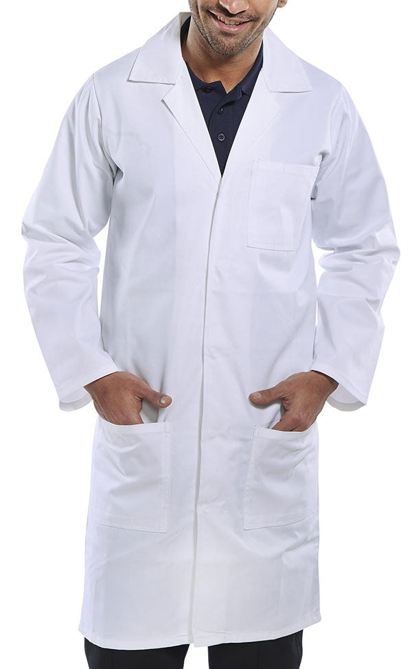 Beeswift Poly Cotton Warehouse Coat Pcwc - White - Customisable Warehouse Coats