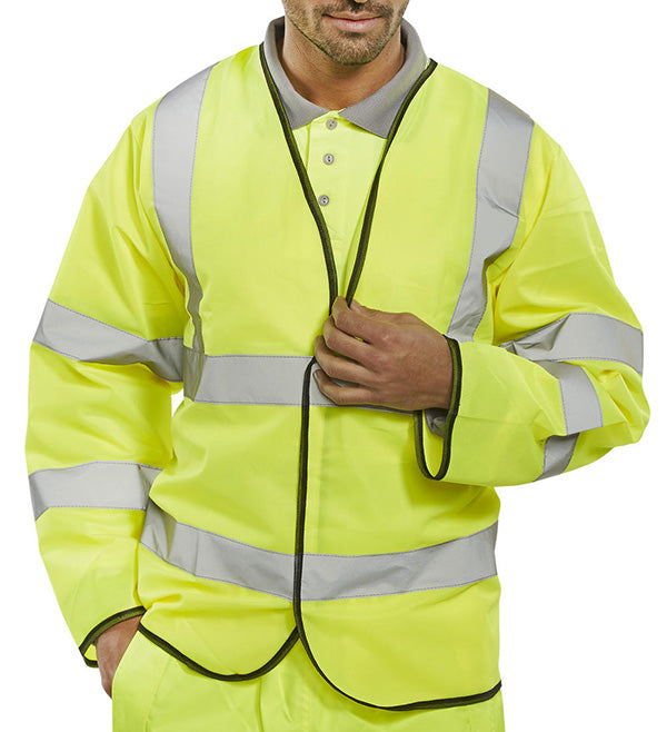 Beeswift Hi Vis Long Sleeve Jerkin Pkjeng - Saturn Yellow - Customisable Jerkins