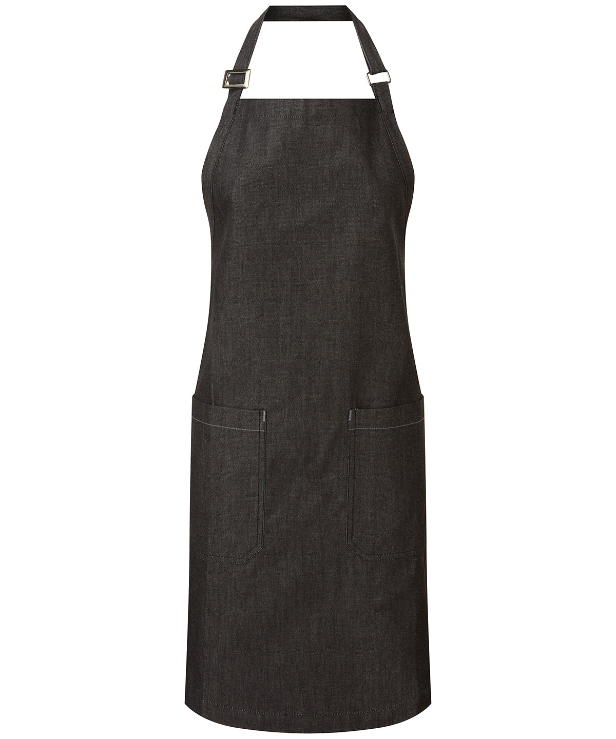 Cotton denim bib apron, organic and Fairtrade certified - PR113 - Black Denim One size - Customisable Aprons
