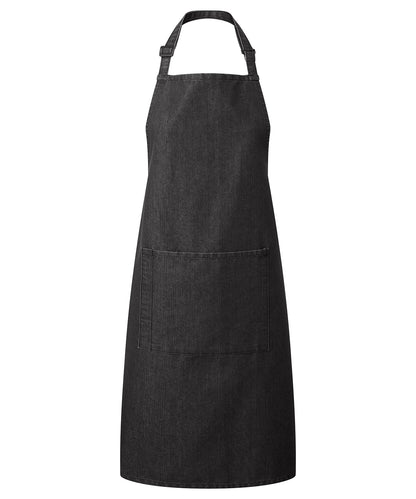 12 x Popular Bib Aprons with Pocket + Free Logo - Black Denim One size - Customisable Bundle