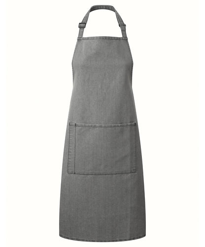 12 x Popular Bib Aprons with Pocket + Free Logo - Grey Denim One size - Customisable Bundle