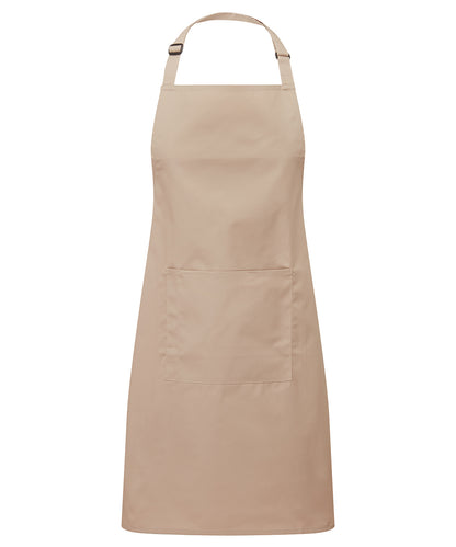12 x Popular Bib Aprons with Pocket + Free Logo - Latte One size - Customisable Bundle